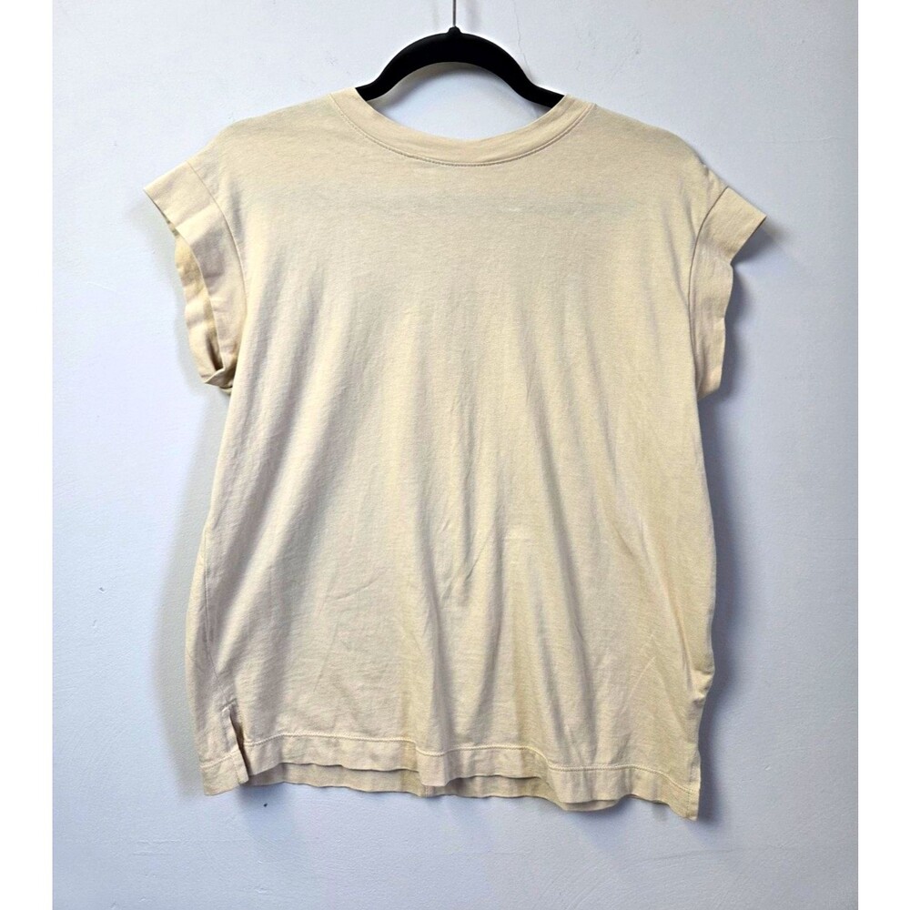 A New Day Women's Beige Solid Knit Cotton Crew Neck Short Sleeve T-Shirt XS